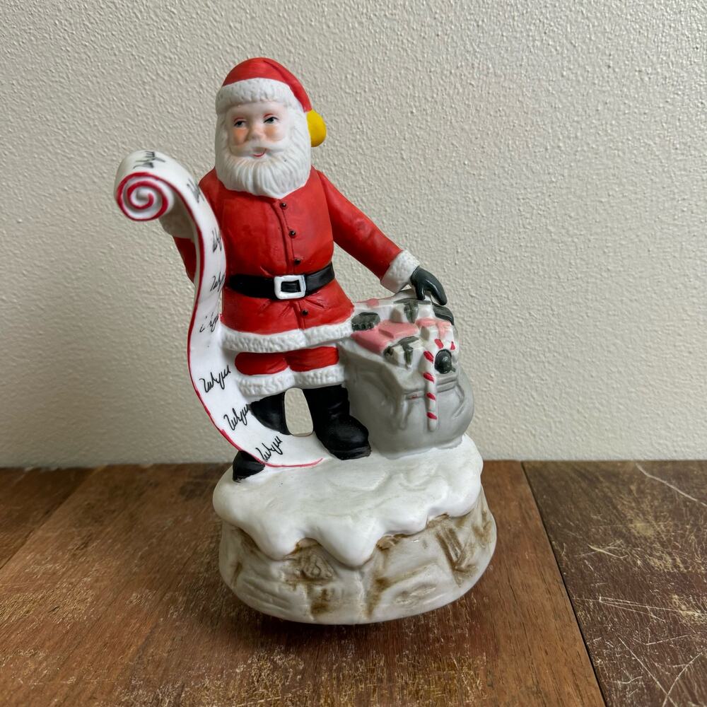 Seymour Mann Fine Bisque Porcelain Santa‎ Claus Is Coming To Town Music Box